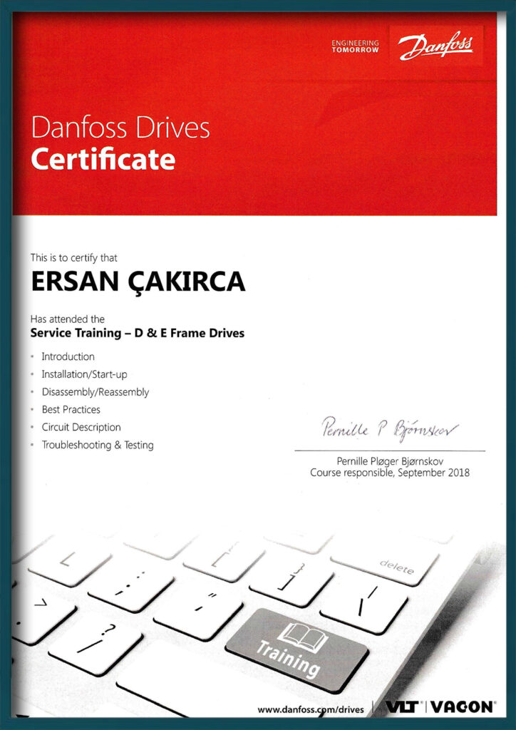 Danfoss Sürücü Sertifikası